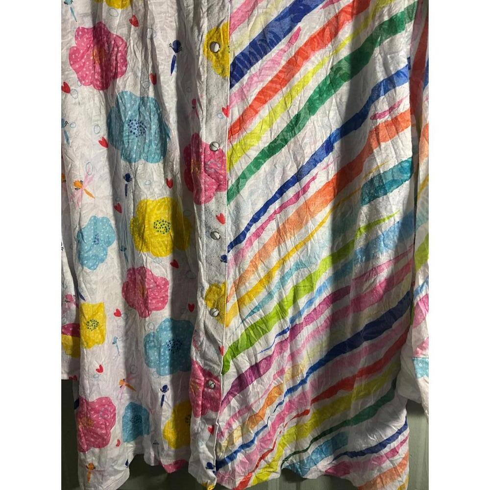 Shana Long Sleeve Button-Up Shirt with Colorful Floral and Stripe Pattern XL - Picture 5 of 9